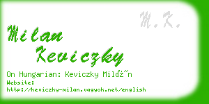 milan keviczky business card